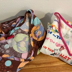 Disney D. Seuss 2 scrubs Multicolor Cartoon Character cute nurse tops women's XL